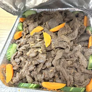 Tray of beef teriyaki