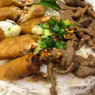 BBQ Pork with Spring Rolls Noodles
