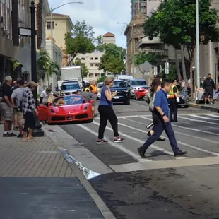 Filming Magnum tv series today.  Notice two red ferraris