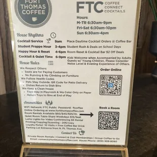 Schedule, rules, and amenities