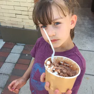Chocolate sundae with fudge and marshmallows