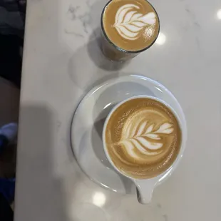 Cappuccino and cortado.