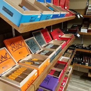 Some of our cigar selections in the humidor.