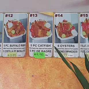 Fort Worth Seafood Menu.