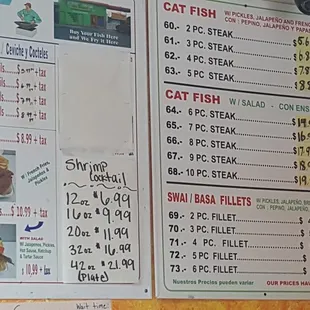 Fort Worth Seafood Menu.