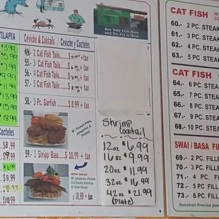 Fort Worth Seafood Menu.