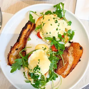 pork belly eggs benedict