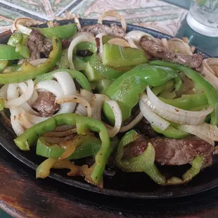 Beef fajitas.  Very good