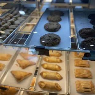a variety of pastries on display
