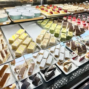 a variety of desserts on display