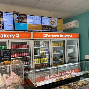 a display of pastries and desserts
