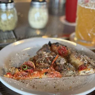 Slice of Meatzilla and dogfish head citrus IPA