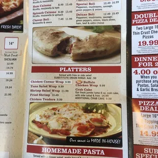the menu for fortunato's