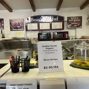 the counter and menu