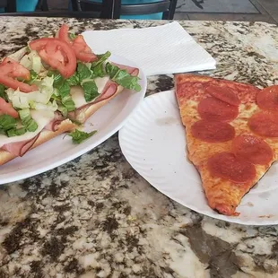 a slice of pizza and a slice of pizza