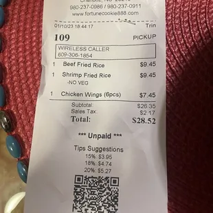 The price of our meals