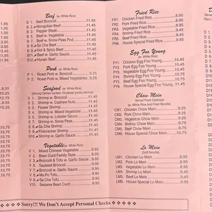 a menu for a restaurant
