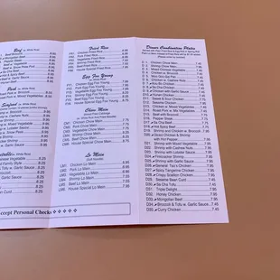 menu