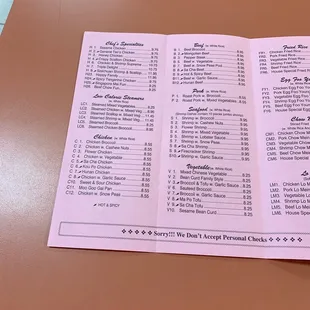 menu