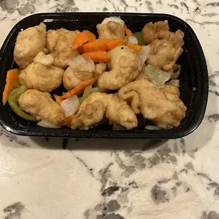 Sweet and sour shrimp, the worst I've ever had ! Tasted undercooked with no flavor.