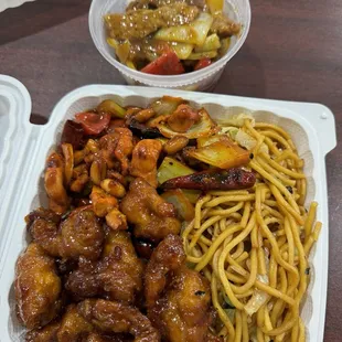 Orange Chicken, Kung Pao Chicken, and Beef