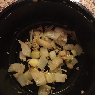 I ordered light onions. I still ate some and this is what was left.