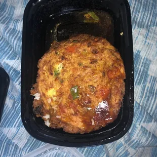 There was another piece of egg foo young on top of the piece I&apos;m showing here. You guys...lemme find out we got dinner too!