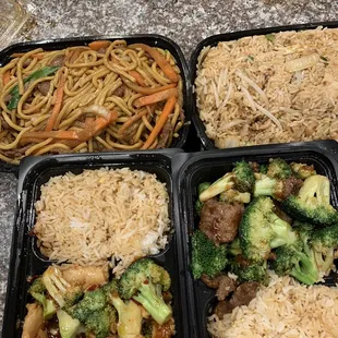 Beef Lo Mein, beef and Beef With Broccoli, Chicken Broccoli, Chicken Fried Rice