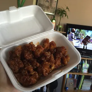 The sesame chicken is a homage to Korean chicken flavor...it's juuust right