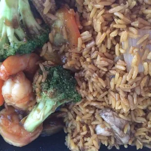 Shrimp w/ Chinese veggies dinner combo ( There were more shrimp but I ate them lol)