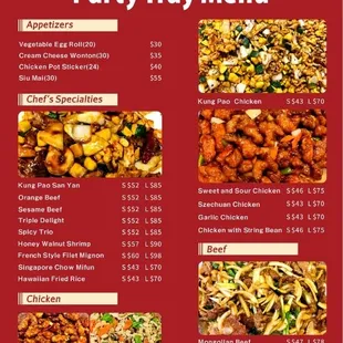 Party Tray Menu