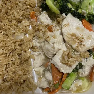 Chicken broccoli in clear slime gelatin.