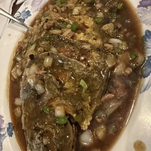 Fried flounder with black bean sauce