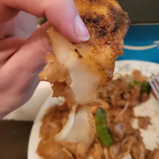 Noodle burnt on the outside with no sauce on the inside.