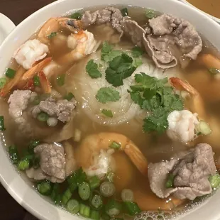 Pho Tai with added shrimp