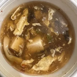 Hot and Sour Soup with lunch. Numerous goodies included, but too thick and not spicy. 11/8/21.