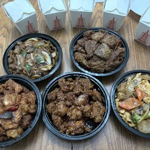 Orange Chicken, Crispy Sesame Chicken, Orange Beef, Triple Delight