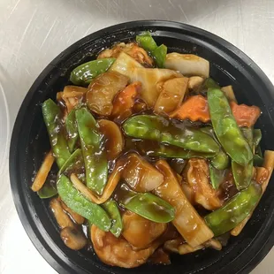 Shrimp with snow peas small size
