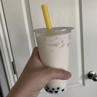 Jasmine Green Milk Tea. Not too sweet. Just how I like it!