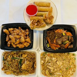 a variety of asian food items