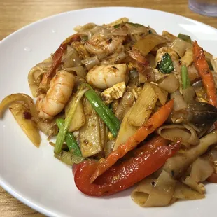 Drunken Noodles (Pad Kee Mao) with Shrimp
