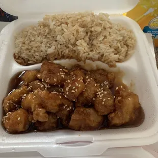 Salty soy sauce flavored &quot;sesame chicken&quot;.