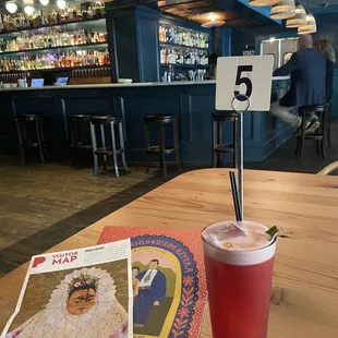 Bar and the drink Rum Runner. Delicious.