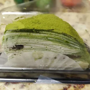 a piece of cake in a plastic container