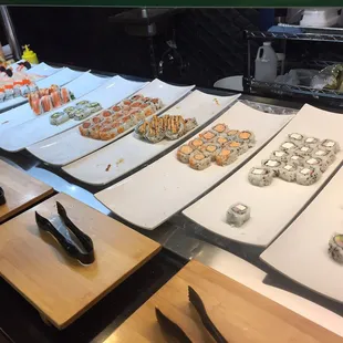 interior, sushi and sashimi