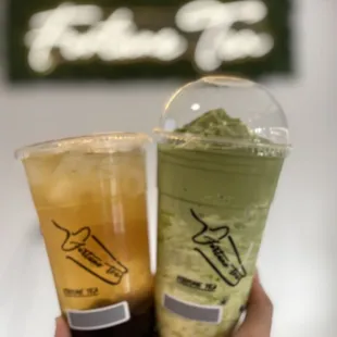 Winter Melon Tea and Matcha! Matcha! both with Boba