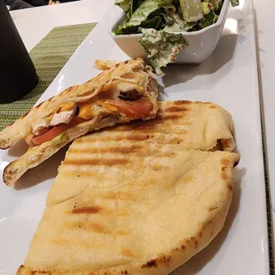 Chicken panini with Ceasars salad