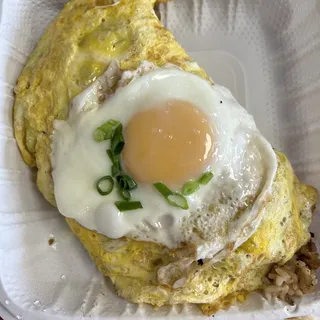 Adobo fried rice omelete