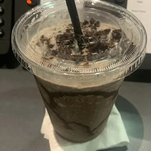 Oreo Frappe made with cold brew! Sweet but not milkshake sweet