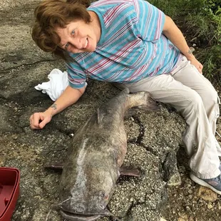 The Flathead I caught at Jacomo off shore with nightcrawlers I bought at 40 woods.